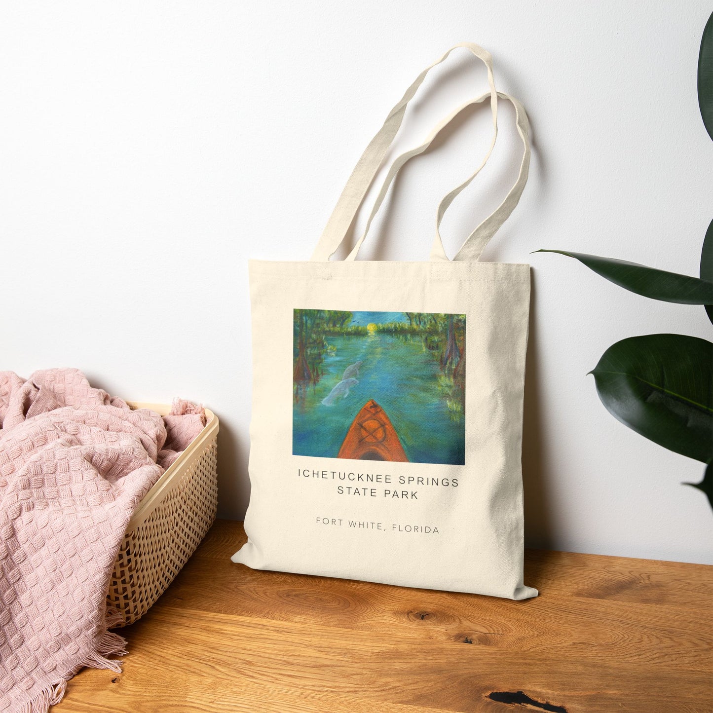 Ichetucknee Springs Cotton Canvas Tote Bag, Eco-Friendly Bag, Reusable Shopping Tote