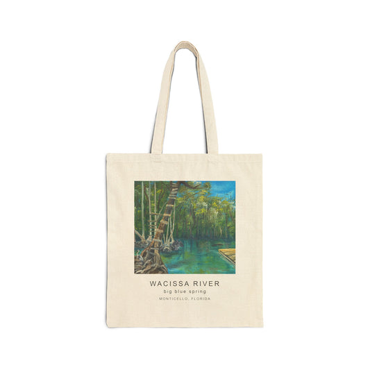 Wacissa River Big Blue Spring Cotton Canvas Tote Bag, Eco-Friendly Bag, Reusable Shopping Tote