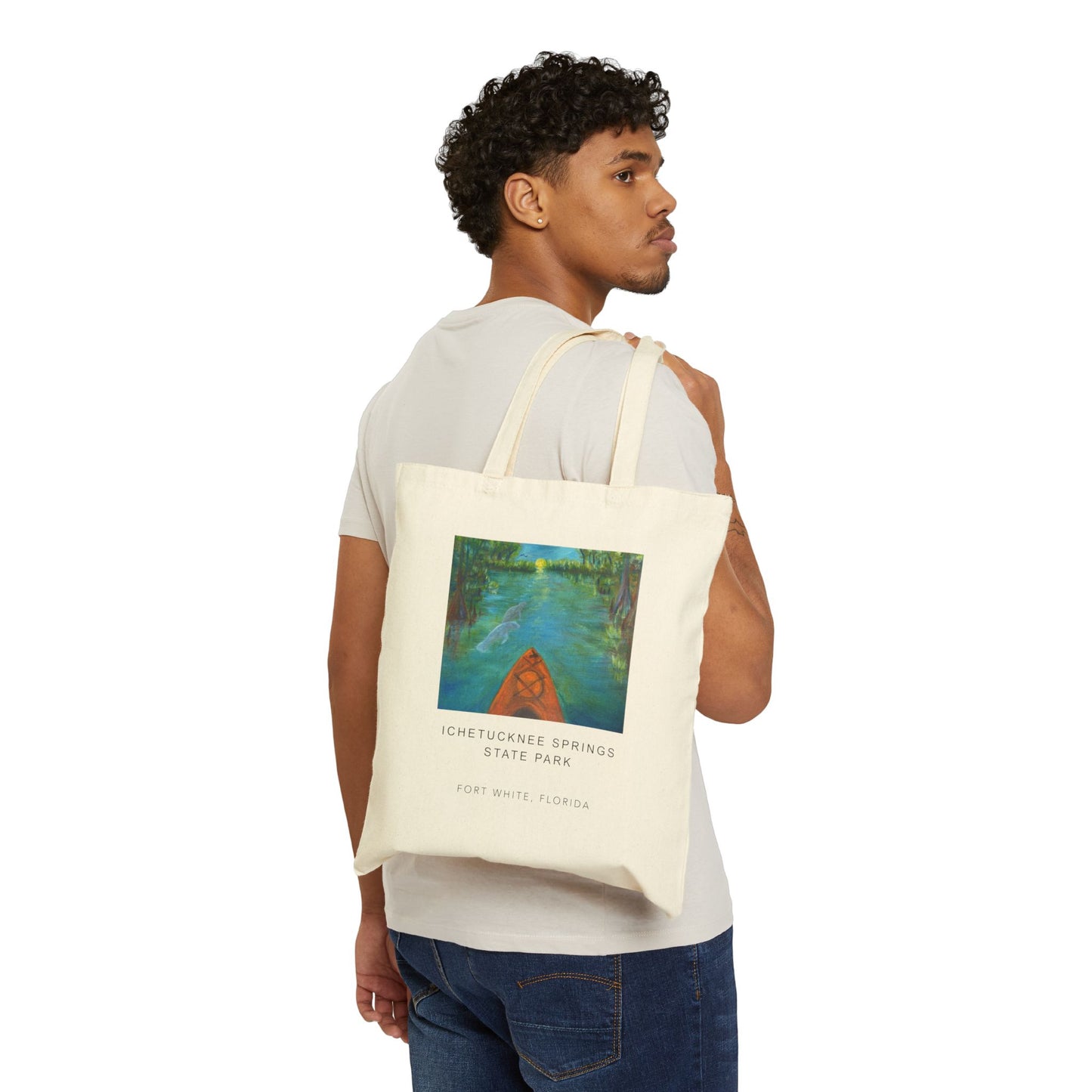 Ichetucknee Springs Cotton Canvas Tote Bag, Eco-Friendly Bag, Reusable Shopping Tote