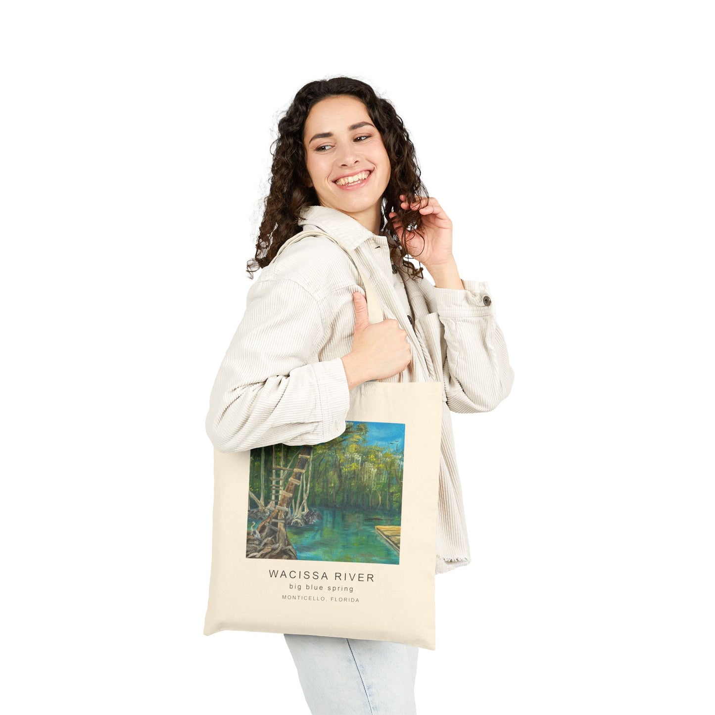 Wacissa River Big Blue Spring Cotton Canvas Tote Bag, Eco-Friendly Bag, Reusable Shopping Tote