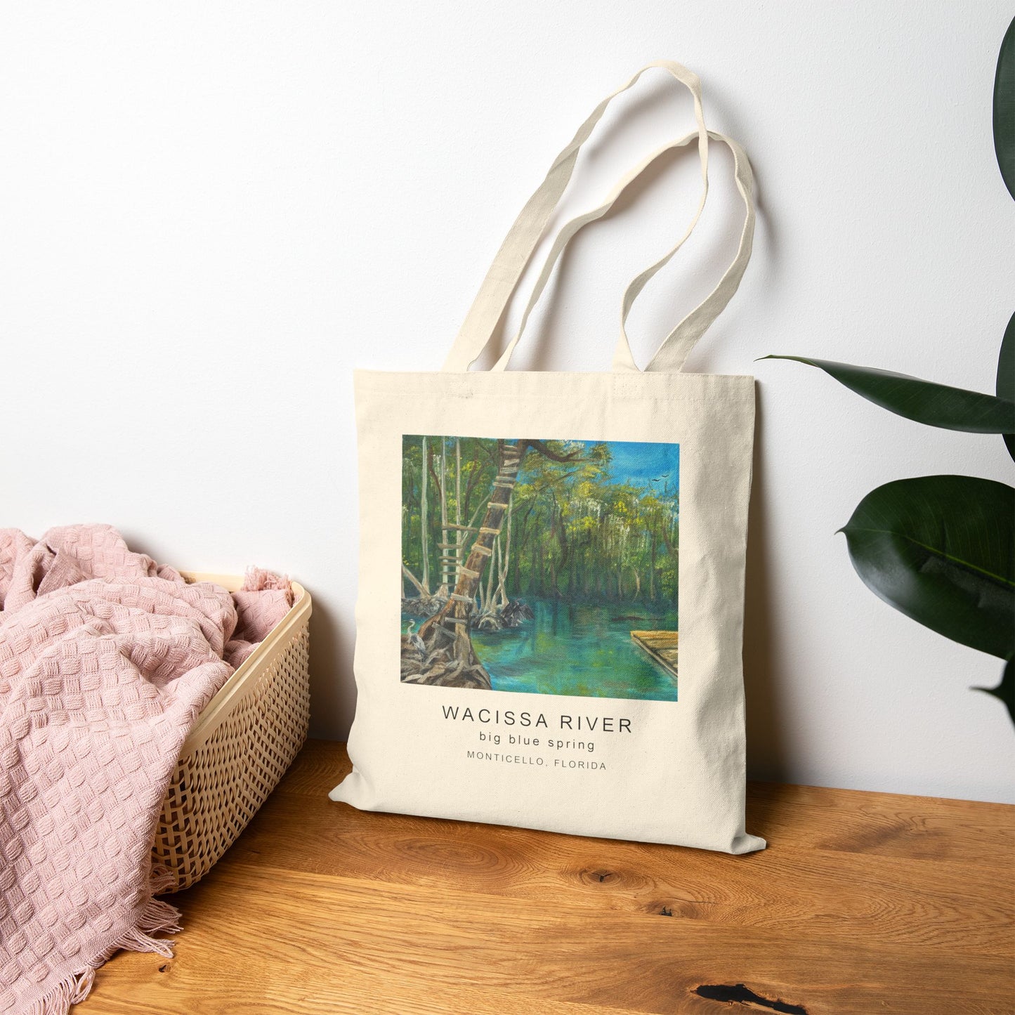 Wacissa River Big Blue Spring Cotton Canvas Tote Bag, Eco-Friendly Bag, Reusable Shopping Tote